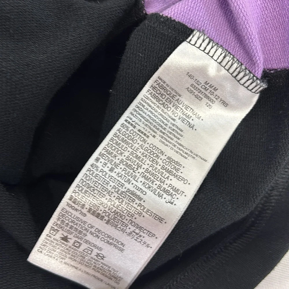 Converse Kids Black and Lavender long sleeve Sweatshirt medium(10-12 yr)